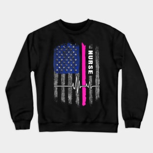 American Flag Patriotic Nurse Week Nursing Gift Crewneck Sweatshirt